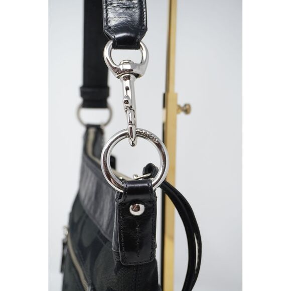 Coach Vintage Black Signature Jacquard and Leather Shoulder to Crossbody Bag - Picture 6 of 12